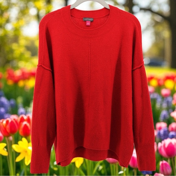 Vince Camuto Cherry Red Cozy Pullover Sweater Christmas Valentine Holiday Size L - Picture 1 of 9